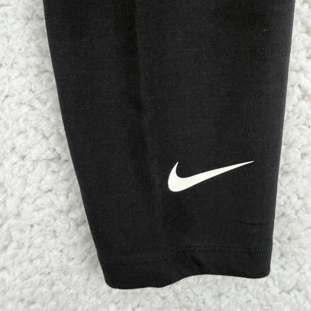 Nike Leggings Womens M Black Mid Rise Ankle Jersey Logo Pants Stretch DV7789-010